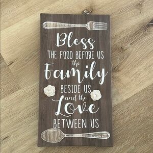 (SOLD) Bless The Food Before Us Canvas Sign